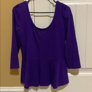 purple scoop neck top from Express with a zipper